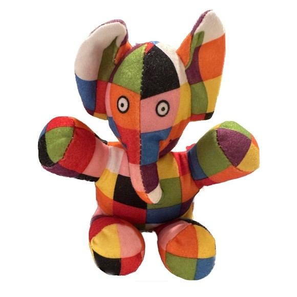 Vintage ELMER -Patchwork Elephant -Toy RATTLE -David McKee -Crocodile Creek 1996 - Picture 1 of 11